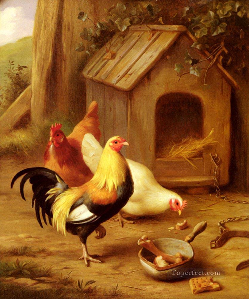 Hunt Edgar 1870 1955 Alimentación de pollos Pintura al óleo